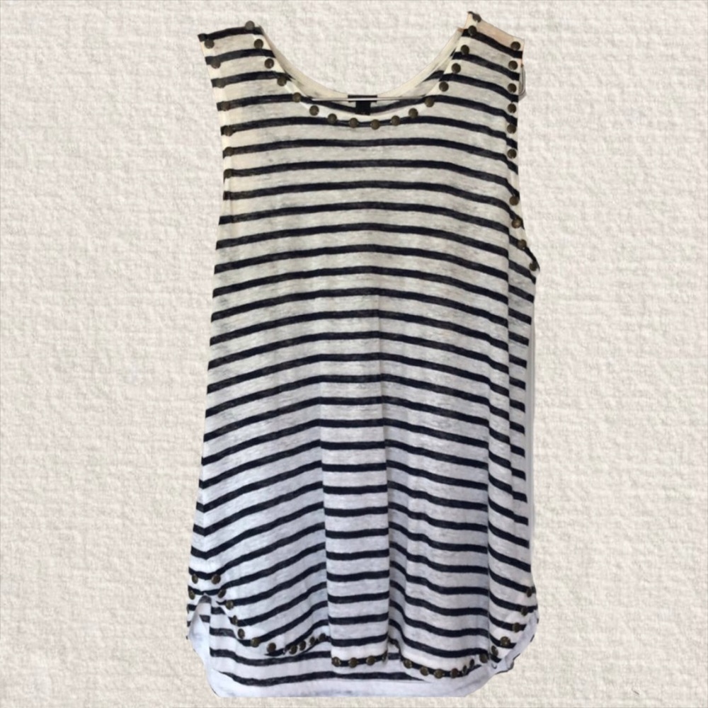 JCREW Navy and White Stripe Tank